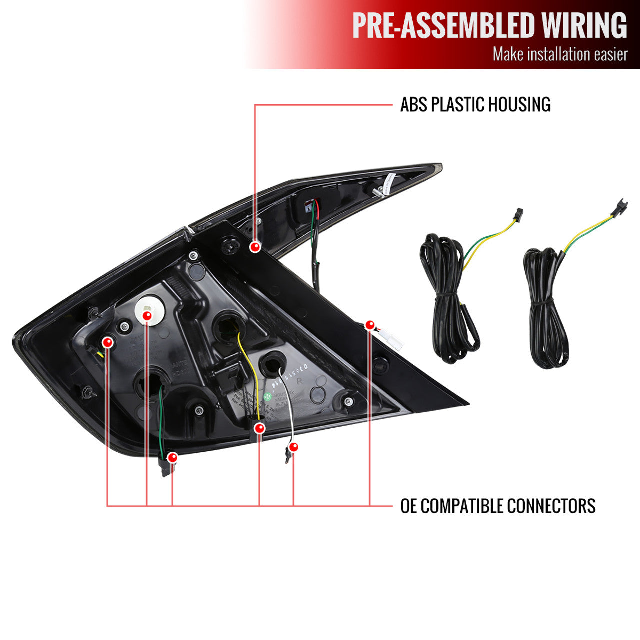 Spec-D Tuning - 2016 - 2021 Honda Civic (Sedan) - Sequential Turn Signal LED Taillights (Matte Black Housing/Clear Lens)