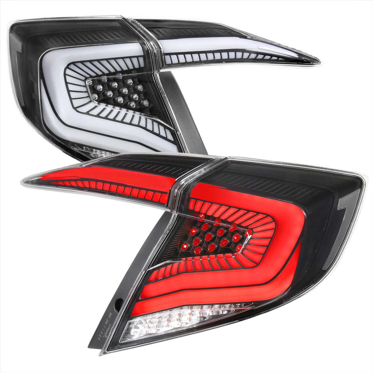 Spec-D Tuning - 2016 - 2021 Honda Civic (Sedan) - Sequential Turn Signal LED Taillights (Matte Black Housing/Clear Lens)