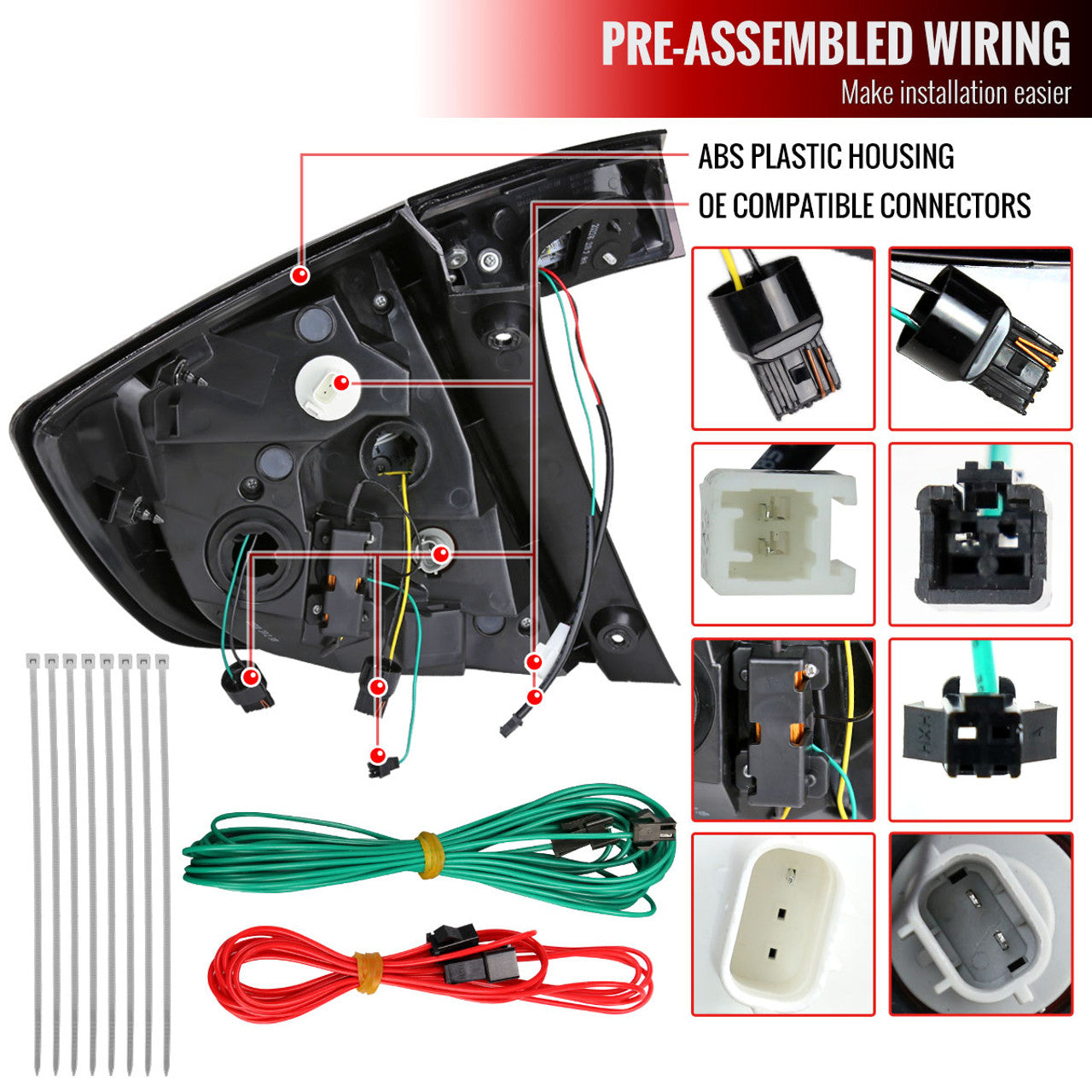 Spec-D Tuning - 2016 - 2022 Honda Civic (FK7/FK8) - Sequential Turn Signal LED Taillights (Matte Black Housing/Clear Lens)