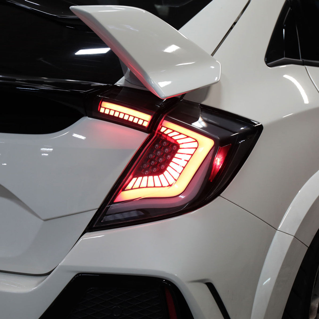Spec-D Tuning - 2016 - 2022 Honda Civic (FK7/FK8) - Sequential Turn Signal LED Taillights (Matte Black Housing/Clear Lens)