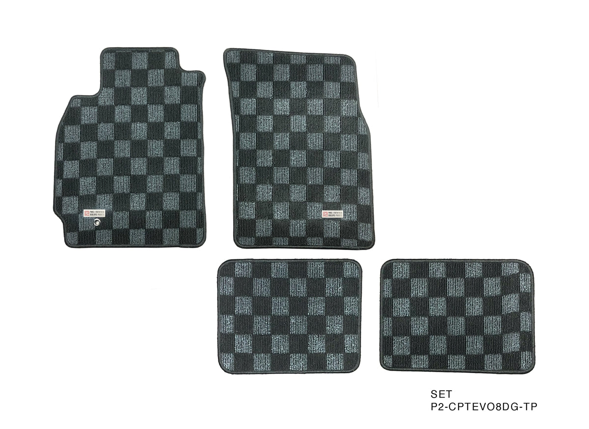 P2M Front & Rear Race Floor Mats - 2003 - 2007 Mitsubishi Evolution 8/9