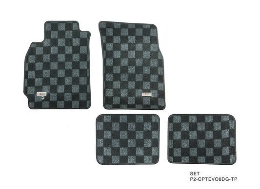 P2M Front & Rear Race Floor Mats - 2003 - 2007 Mitsubishi Evolution 8/9