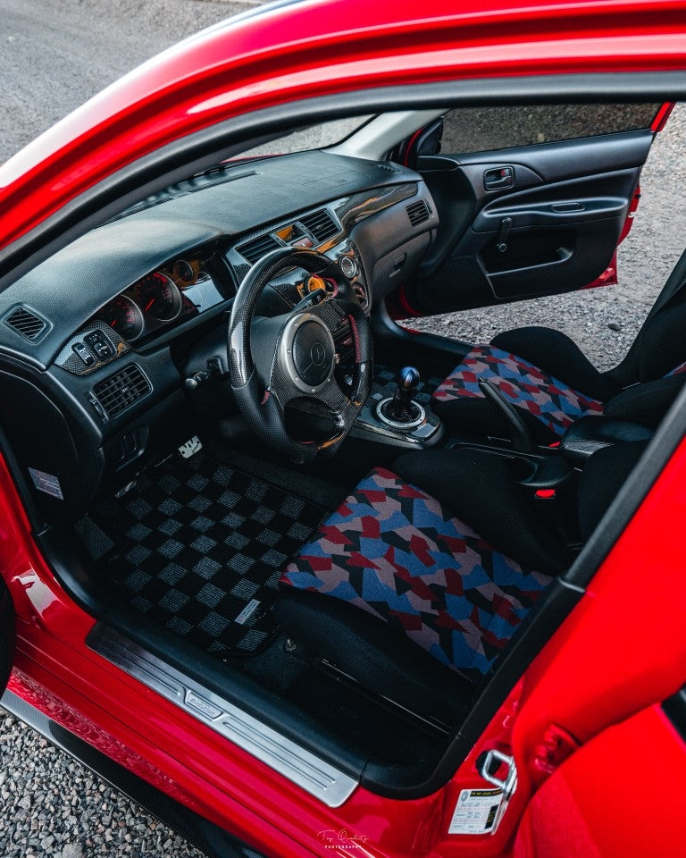 P2M Front & Rear Race Floor Mats - 2003 - 2007 Mitsubishi Evolution 8/9