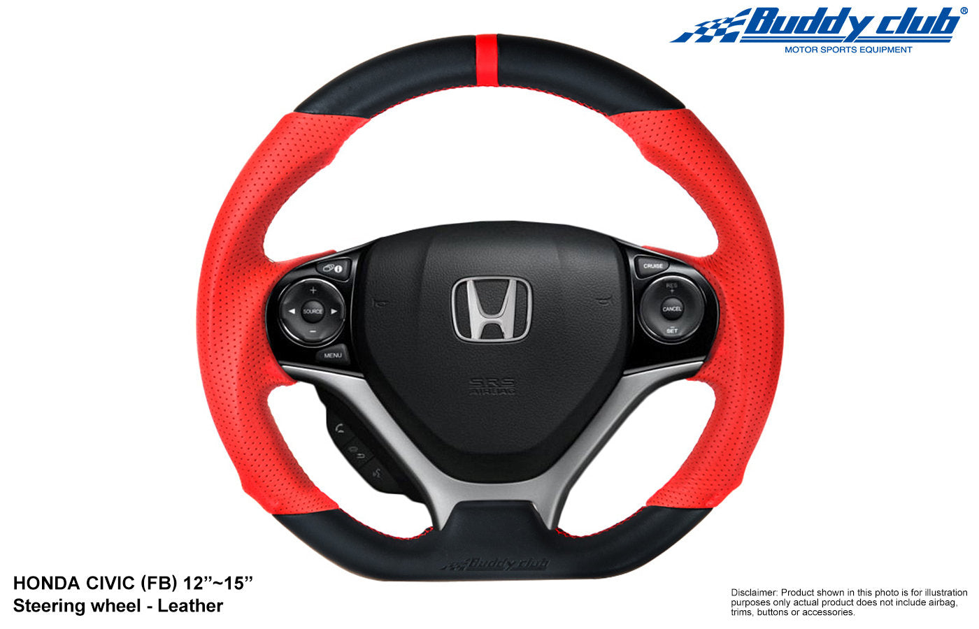 Buddy Club Racing Time Attack (Leather) Steering Wheel - 2012 - 2015 Honda Civic (FB)